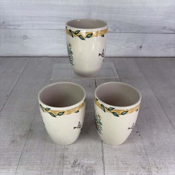 Thomson Pottery BIRDHOUSE 39146 Birds Vines Hearts 12oz 4" Tall Mug Cup Set 3 - Picture 4 of 16